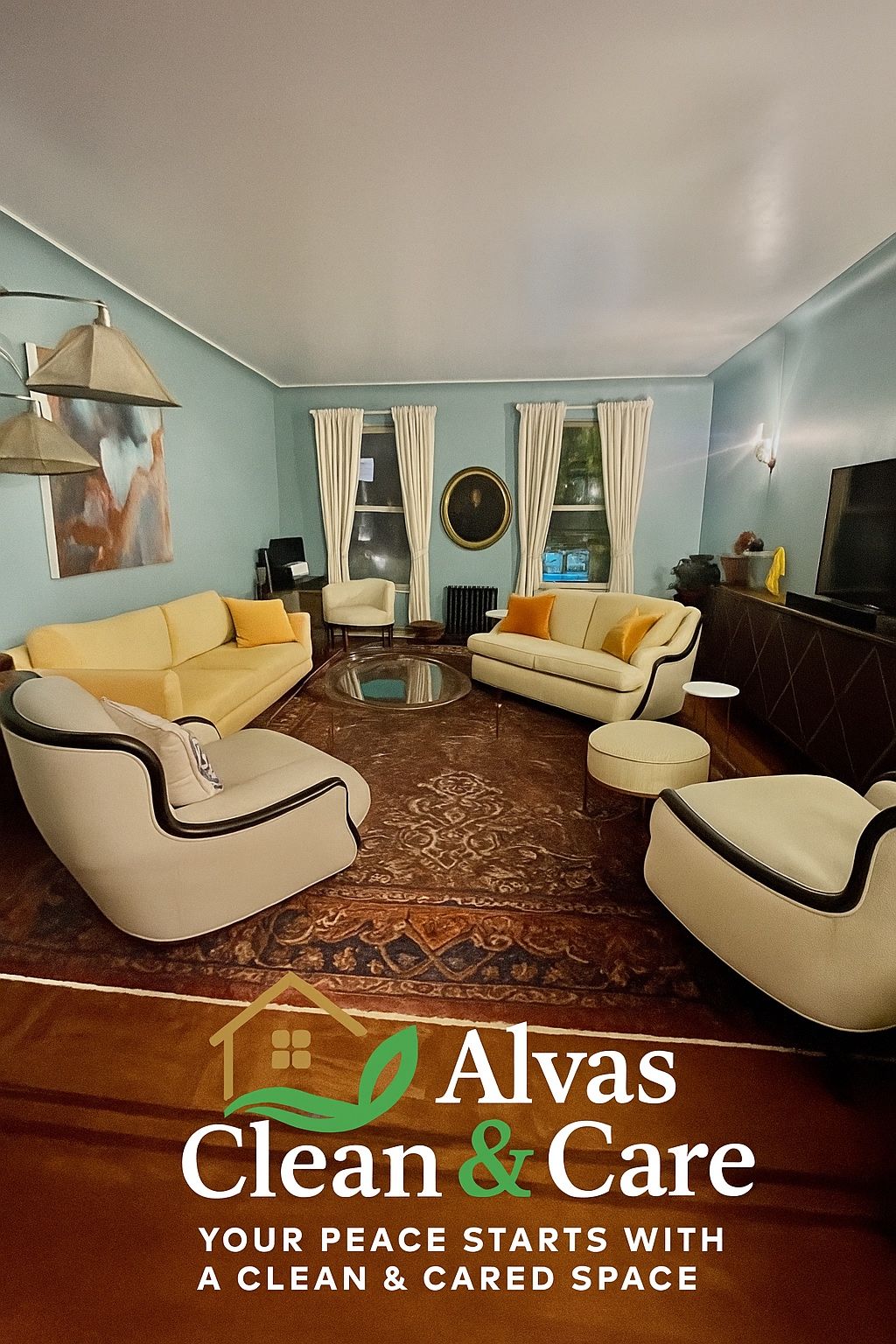 Cozy living room cared for by Alvas Clean & Care